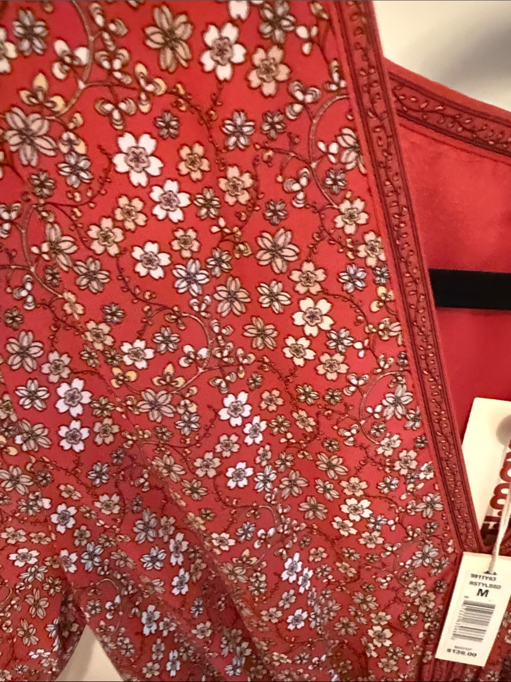 Max Studios Red Floral V-Neck Smocked Waist Mini Dress - Picture 6 of 16